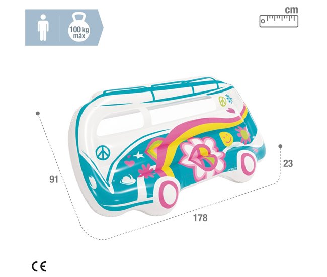 Colchoneta hinchable furgoneta hippie INTEX Multicolor