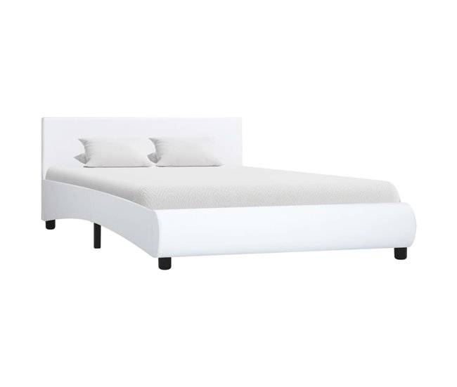 Estructura de cama de cuero sintético 140x200 Blanco
