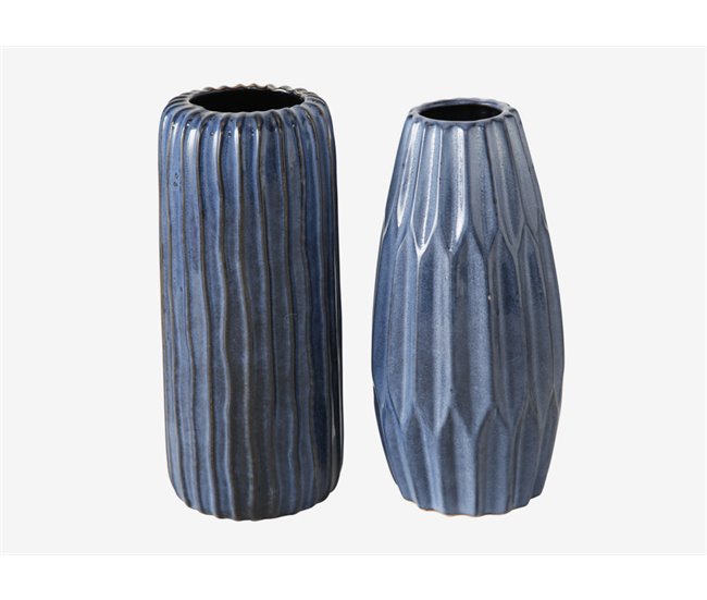 Jarrón decorativo AQUAREL azul surtido material ceramica Azul