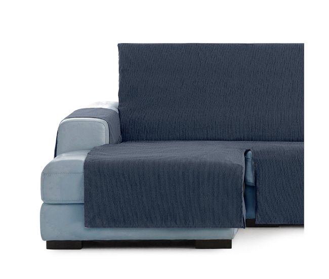 Vipalia Protector Cubre Sofá Chaise Longue Liso Modelo Chenilla Azul