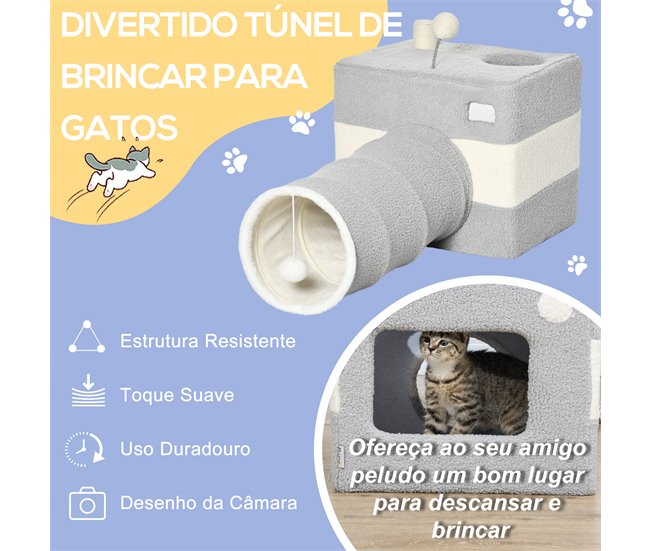 Túnel para Gatos PawHut D34-003V00GY Gris