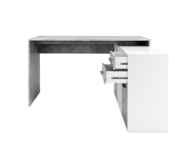 Mesa de escritorio reversíble LONDON. gris Blanco/ Gris