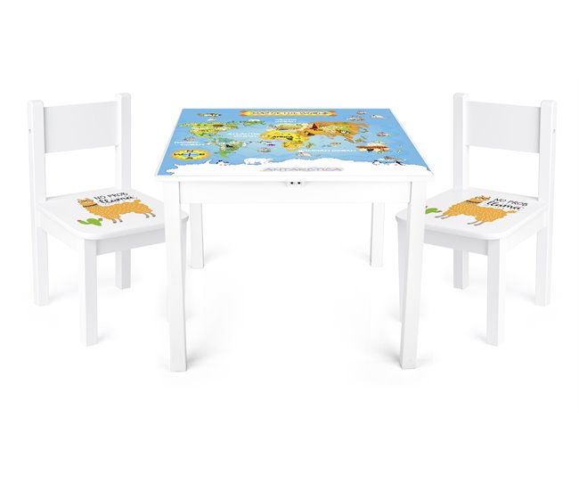 Mesa y 2 sillas para niños: Mapa del mundo Multicolor