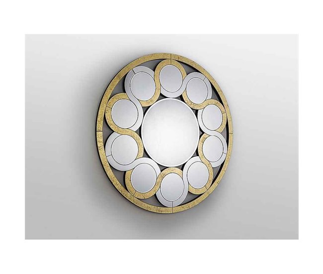 Espejo Circular Cristal Serie Zendaya Dorado