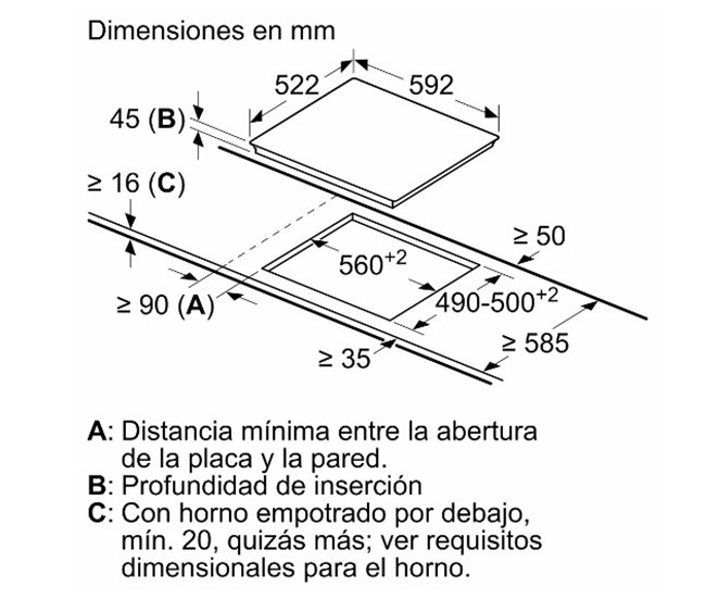 Conjunto de Placa Vitrocerámica + Horno multifución Inox