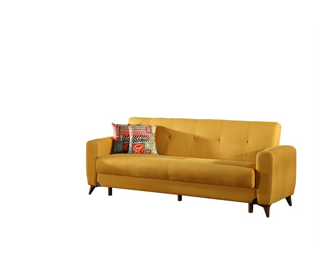 Sofá cama DORIAN de tela Amarillo
