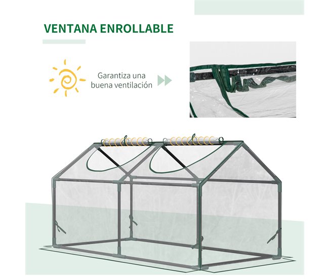 Invernadero de Terraza Acero, PVC Outsunny Transparente