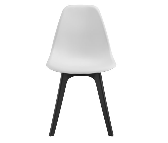 Juego de comedor Mesa + 4x sillas Horten acero MDF + plástico 120x60 Blanco/ Negro