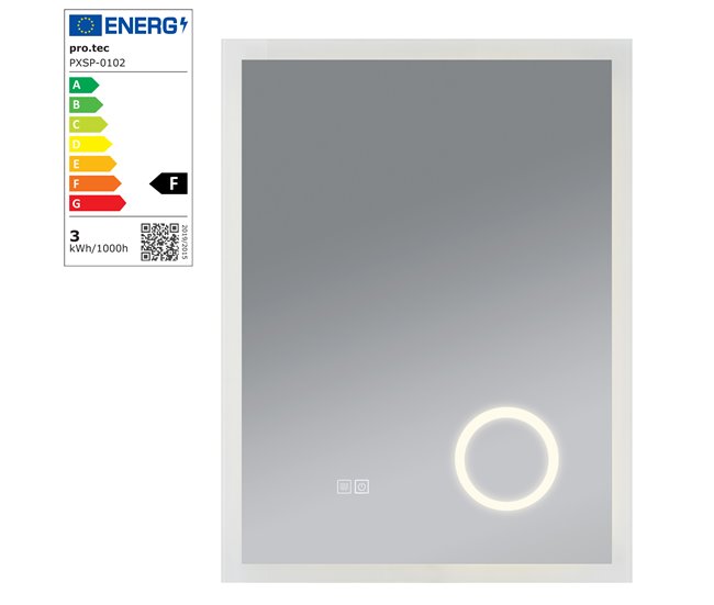 Espejo de pared con LED Scafa para baño IP65 con antivaho y lupa 50x3 Blanco