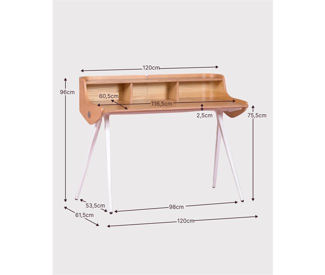 Mesa nórdica de escritorio en madera - Oakland 120x61 Roble