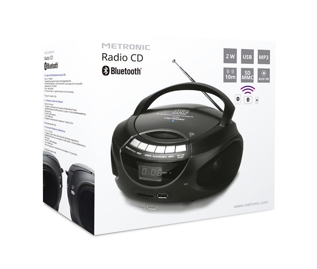 Radio CD/MP3 AM/FM con Bluetooth  Metronic 477124 Negro