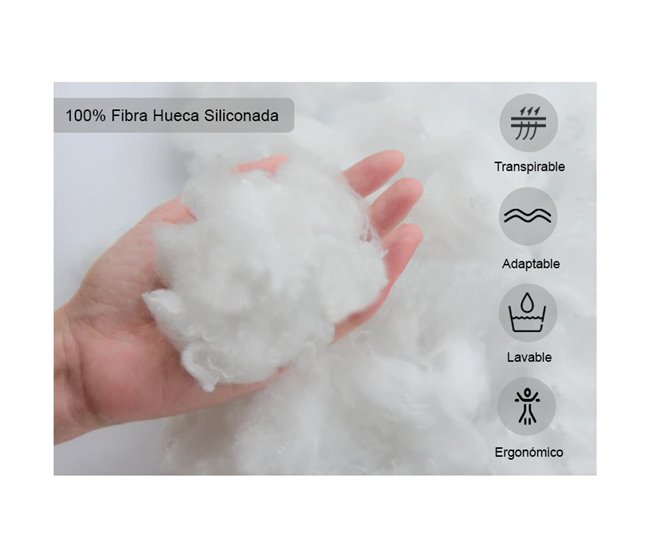 Acomoda Textil – Almohada de Fibra Hueca Siliconada. (2UD) Blanco
