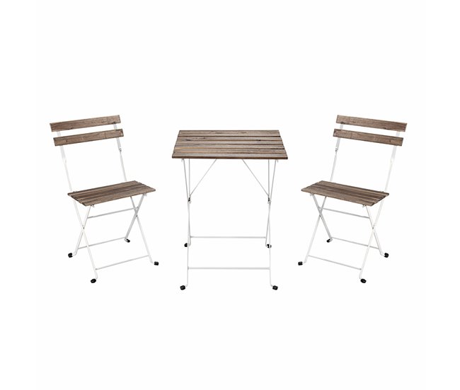 Conjunto de mesa plegable y 2 sillas de jardín Bistrot Madera
