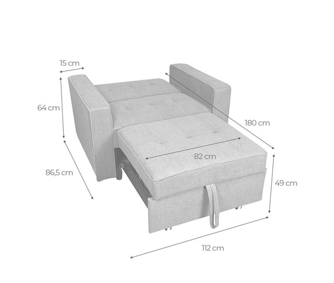Sofa cama Noa 1 plaza Cemento