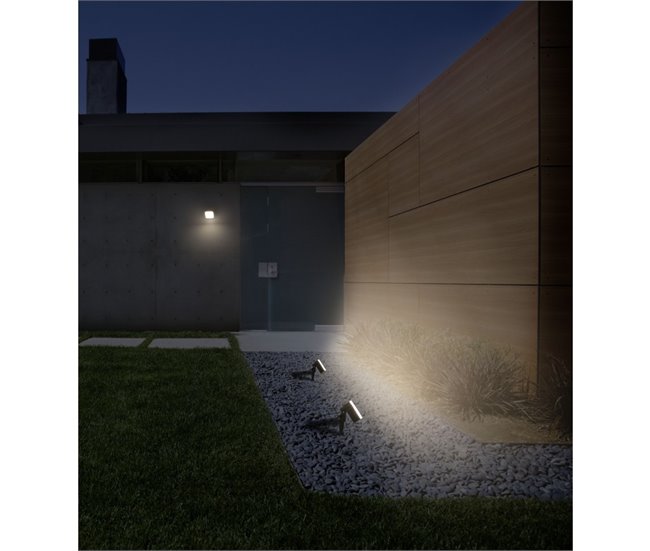 Forlight Tilt - Aplique de Pared Exterior LED Orientable con Accesorio para Foco de Jardín con Pincho Gris