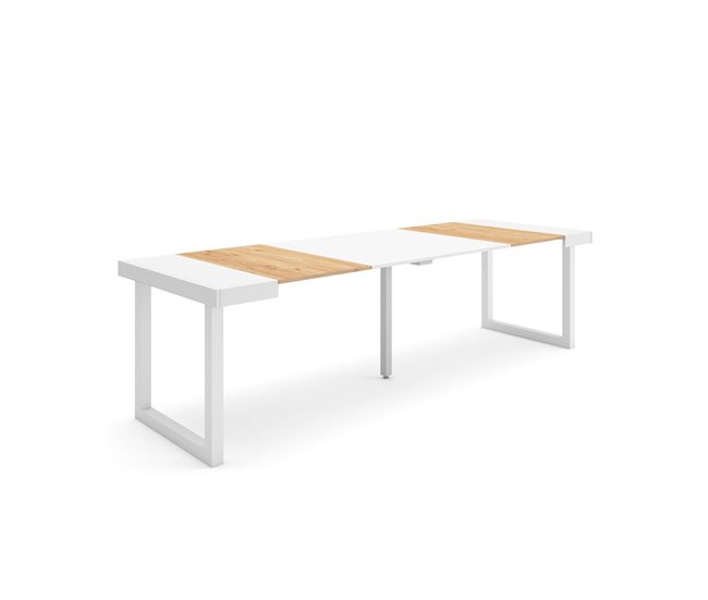 Skraut Home - Mesa Consola extensible, Mesa comedor plegable, 260, Para 12  comensales, Patas madera maciza, Estilo