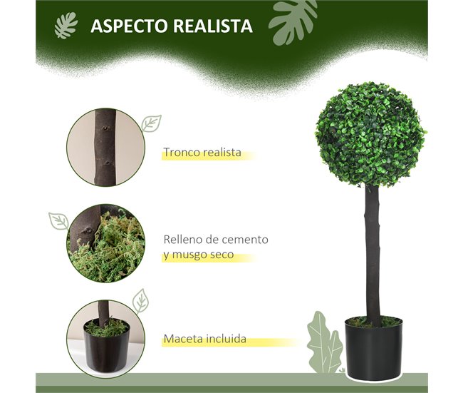 Planta Artificial PEVA, PE, Cemento, PP HOMCOM Verde