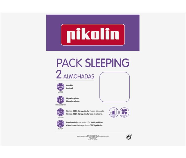 Pack 2 almohadas SLEEP anchura 70cm Blanco