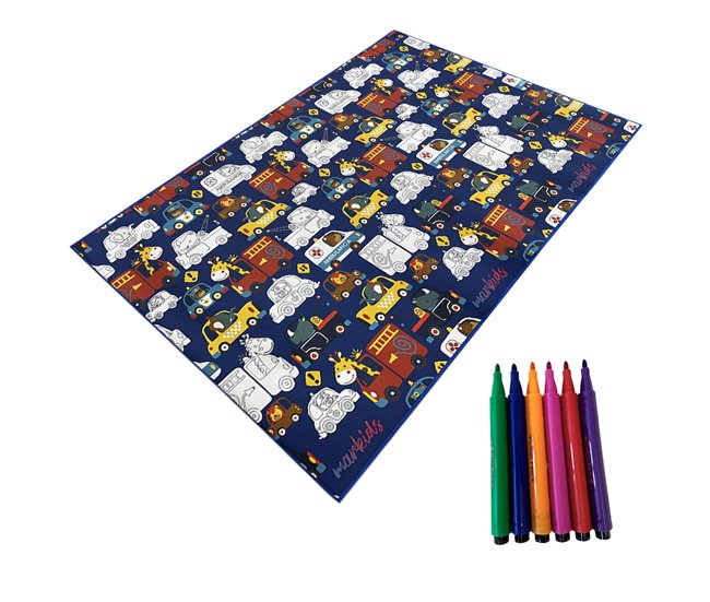Acomoda Textil – Alfombra Infantil para Colorear. Azul Marino