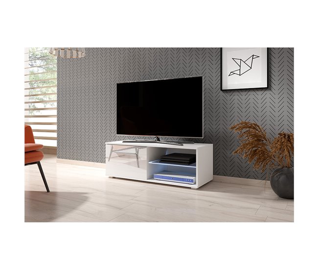 Mueble TV 1 puerta con LED Aitana 100 Blanco