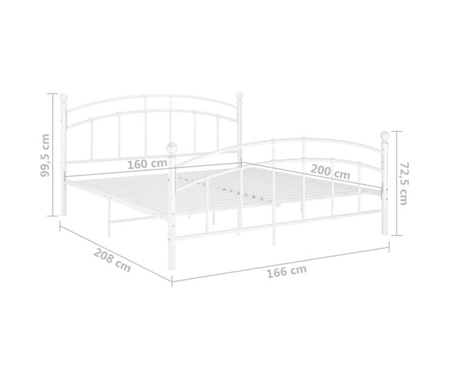 Estructura de cama de metal 160x200 Blanco