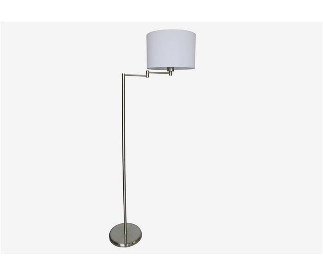 Lámpara de pie de estilo moderno de metal y tela MILO Blanco/ Plateado