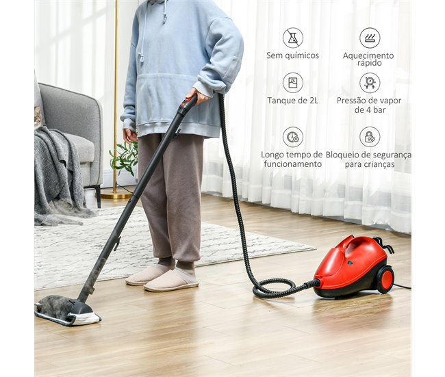 Limpiador a Vapor ABS HOMCOM, ferretería - lavandería y limpieza Rojo