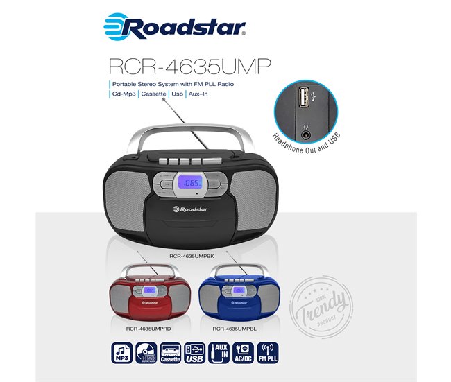Radio CD Roadstar RCR-4635UMPBK Negro