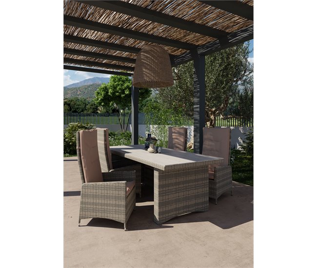 Set mesa + sillas jardin marrón LUXEMBURGO 2 Marron