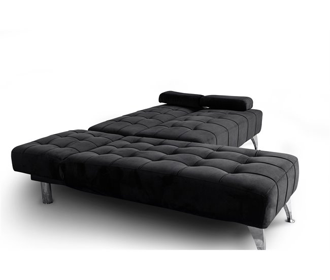 Sofá-cama chaise longue con mesita de centro Negro