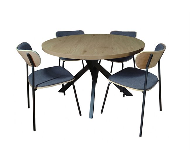 Conjunto de mesa + 4 sillas SAVANNAH Roble