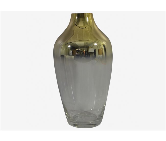 jarrón de cristal y oro 19x35 cm Dorado