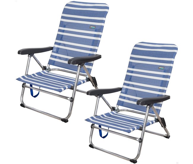 Pack ahorro 2 sillas playa Mykonos multiposición antivuelco 46,5x50x85 cm Aktive Azul