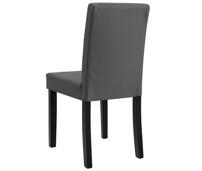 2x sillas tapizadas de cuero sintético Patas de madera Gris Oscuro