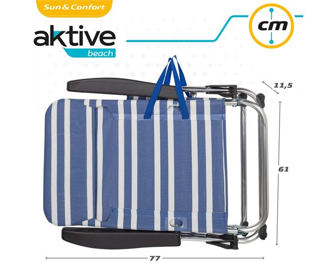 Pack ahorro 2 sillas playa Mykonos multiposición antivuelco 46,5x50x85 cm Aktive Azul