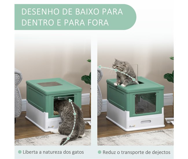 Arenero para Gatos PP PawHut, mascotas - accesorios para gatos Verde