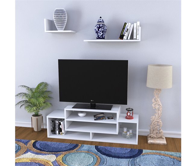 Mueble TV con 2 estantes Kinn aglomerado 120 Blanco