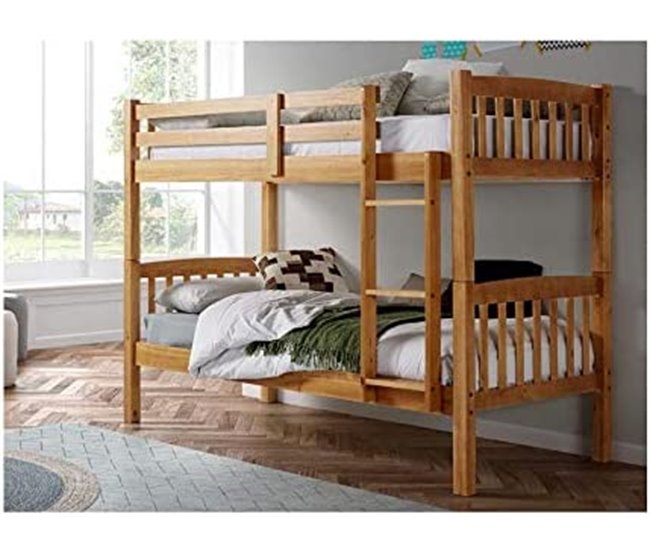 Litera-doble-dos-camas-madera-maciza-pino-blanco-lavado