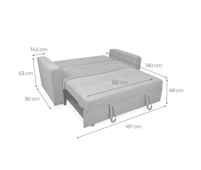 Sofa cama Noa 2 plazas Cemento