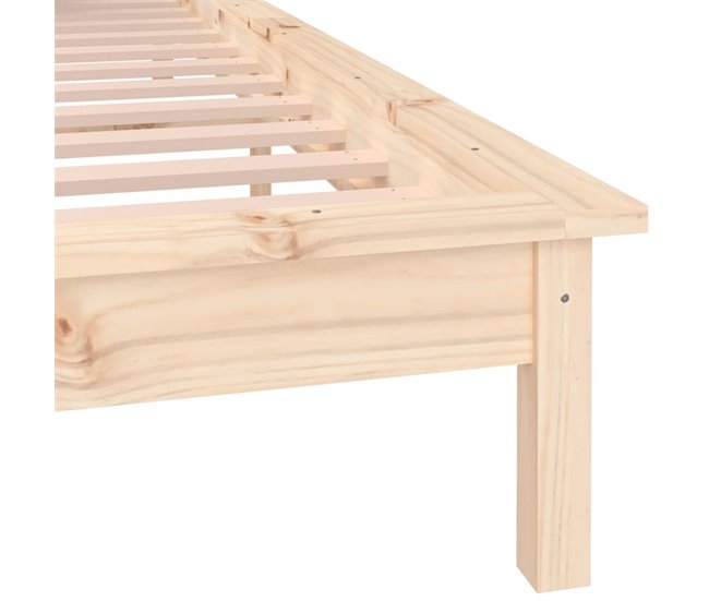 Estructura de cama de madera maciza con LED 180x200 Natural