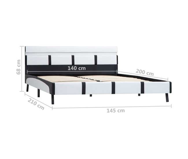 Estructura de cama con LED de cuero sintético 140x200 Blanco