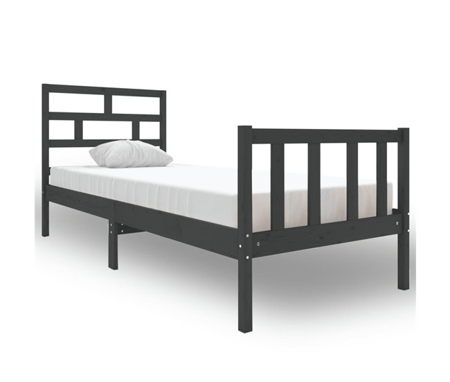 Estructura de cama individual madera maciza blanco 90x190 cm - Conforama