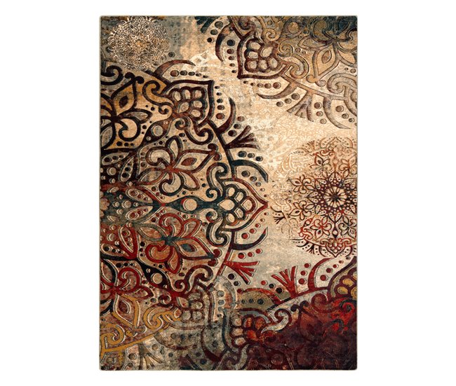Alfombra de lana POLONIA Boho Rosetón 200x300 Multicolor