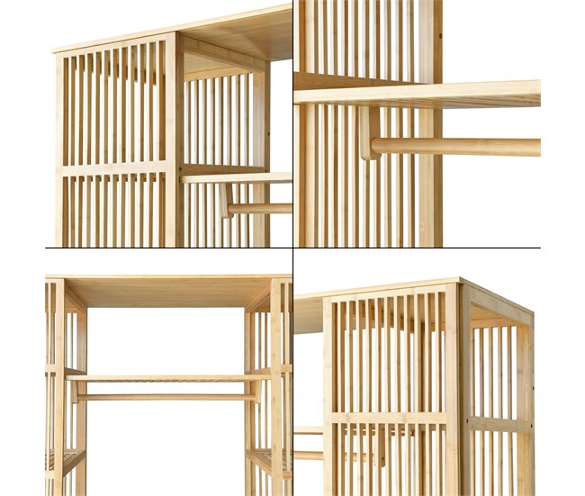 Armario para Ropa Hudiksvall con 2 puertas deslizantes bambú Natural