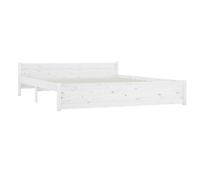Cama Moderno Estructura de Cama para adulto de madera maciza blanca 160x200  cm ES91425A