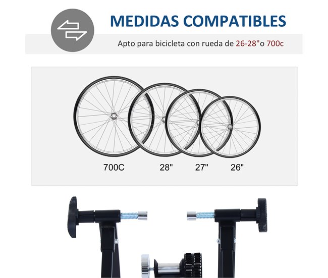 Rodillo Entrenamiento Bicicleta HOMCOM 5661-0058 Negro