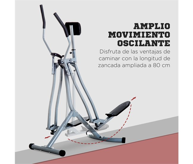 Bicicleta Elíptica Acero, ABS HOMCOM, deportes y ocio - fitness Gris