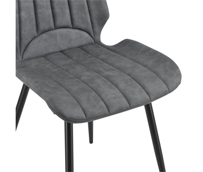 Set de 4x sillas de comedor Pohorje cuero sintético y metal Gris Oscuro