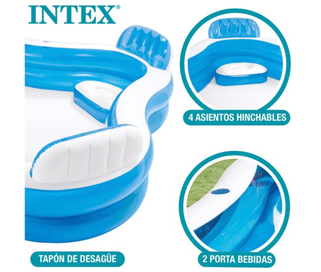 Piscina hinchable INTEX con asientos 229x229x66 cm - 990 l Azul