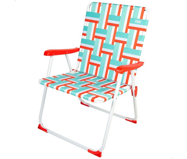 Aktive Silla de playa plegable asiento y respaldo XXL estilo retro poliéster cruzado Multicolor